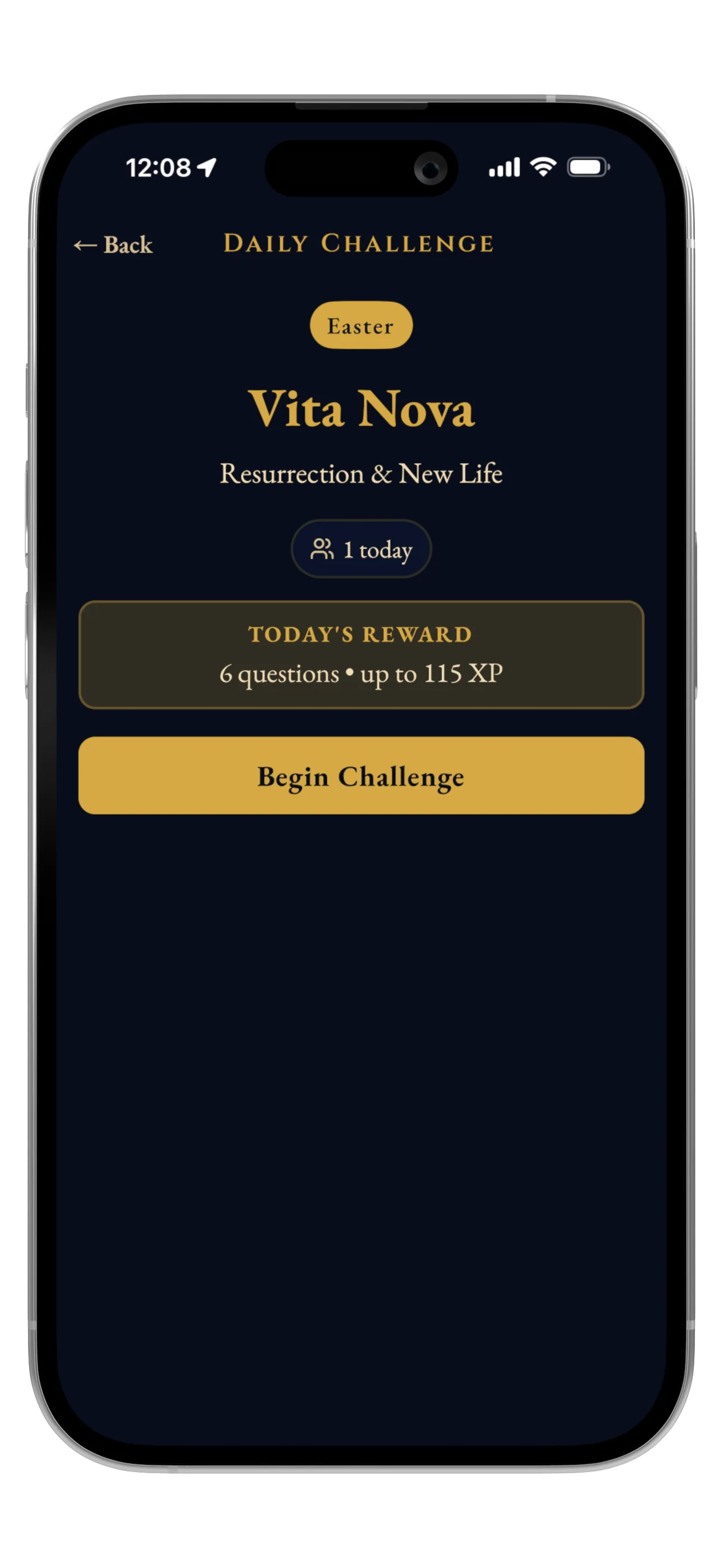Daily Challenge — Vita Nova, seasonal practice tied to the liturgical calendar